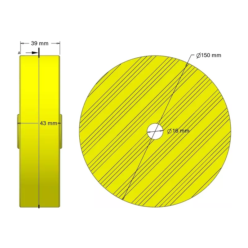 Rullo n. 318 – rullo in plastica Ø150 mm per macchine Guaresi | OEM Guaresi P7755190000 | produttore KiJ