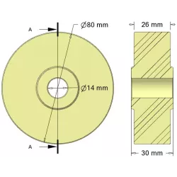 Rullo n. 329 – rullo di supporto in plastica Ø80 mm per macchine Sandei | OEM Sandei 81D14 | produttore KiJ