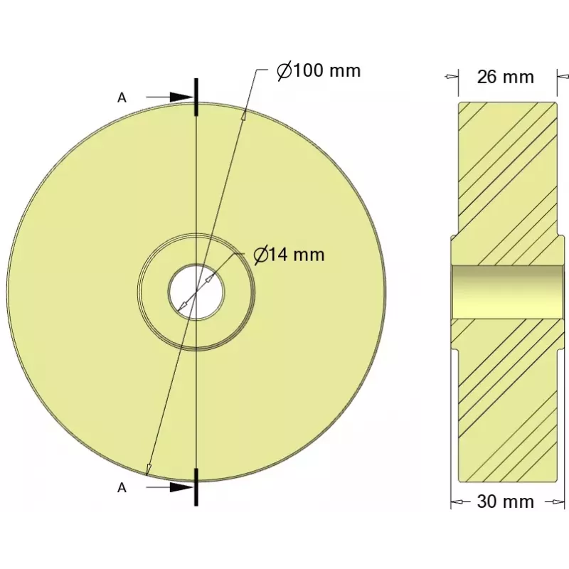 Rullo n. 330 – rullo in plastica Ø100 mm per macchine Sandei | produttore KiJ