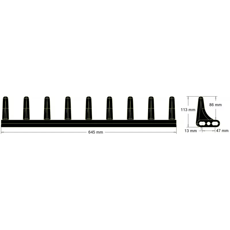 Paletta in gomma 9 denti – paletta prodotta da KiJ | OEM 208036, 208011 | produttore KiJ