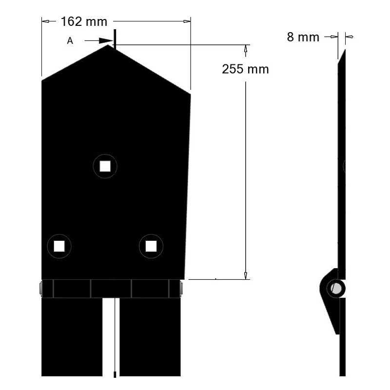 Vomere destro 8-162-255P – vomere per raccoglitrici Wuhlmaus | OEM Wuhlmaus 0000213300 | produttore KiJ